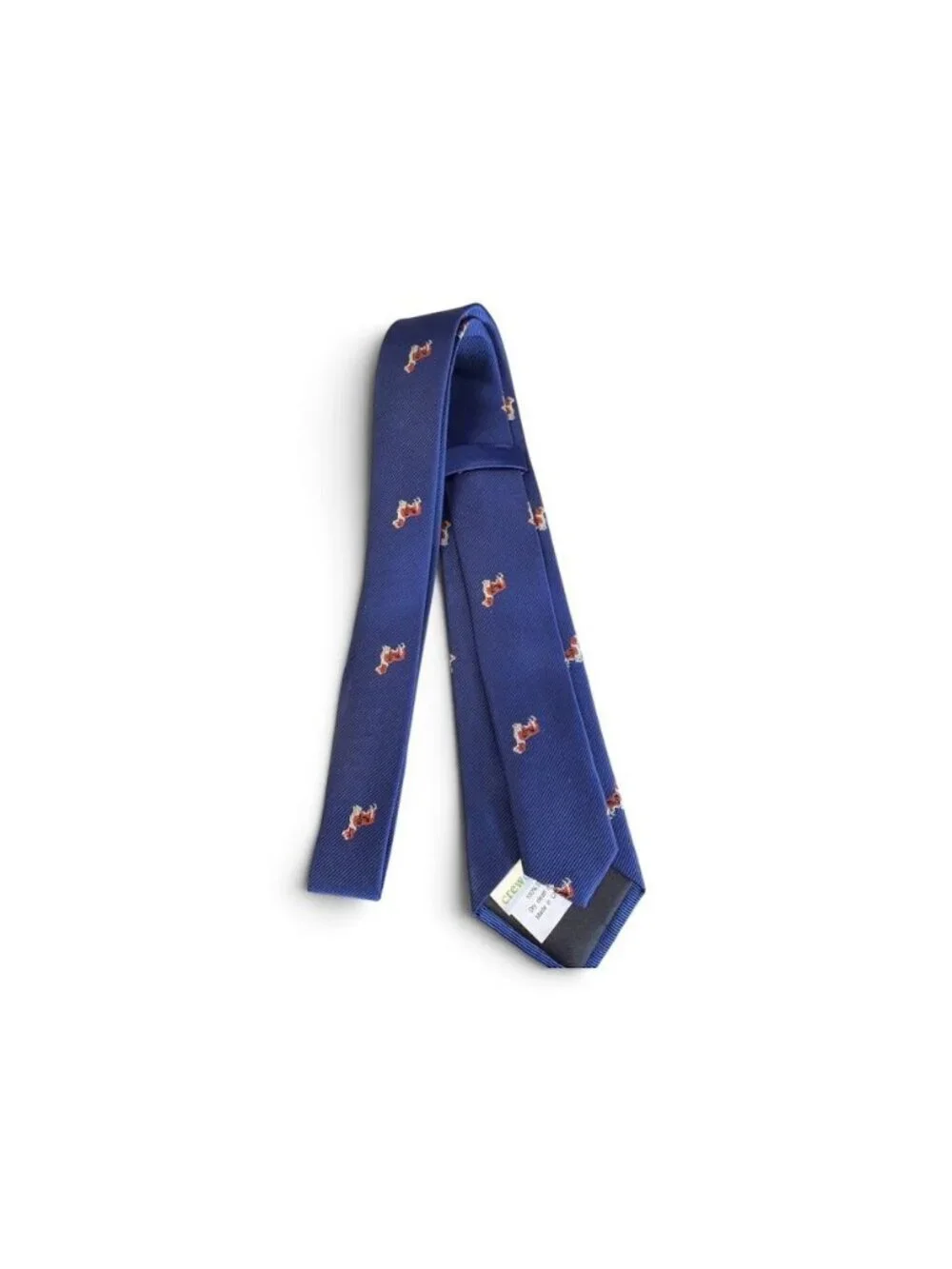Boys Crewcuts Silk Dog Embroidered Blue Tie